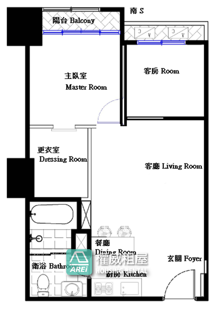 巨蛋捷運｜聯上F1｜時尚正兩房大更衣間