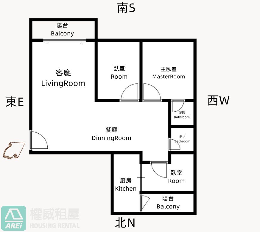 美術館賓果家族歐式採光三房機下租補