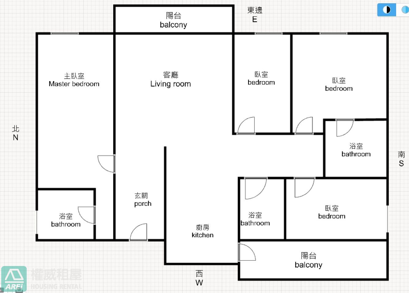 美術館雙城匯高樓採光四房雙平車