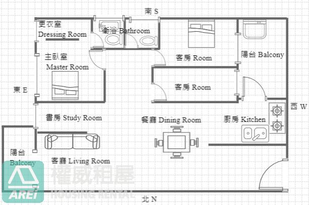 美術館美北岸古典優雅3+1房平車