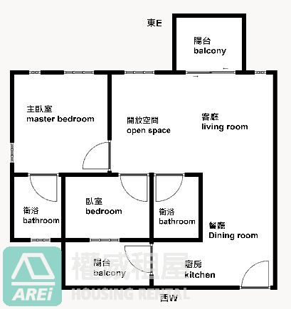 中都上美術白淨2+1房平車