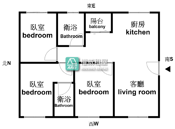 凹子底MRT京典舒適大3房可租補