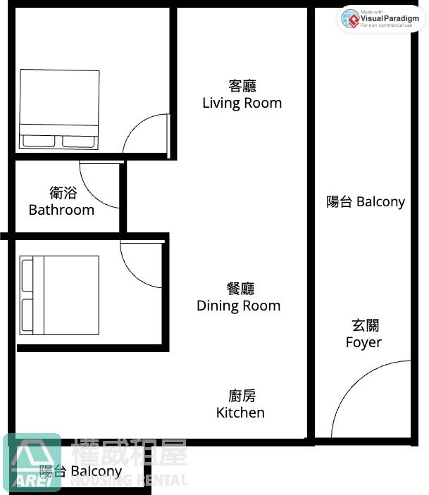 高鐵旁2房可租補可寵陽台進出三鐵