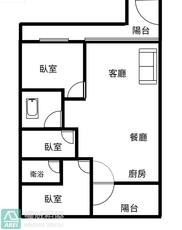 高雄車站鳳德大樓大三房可租補