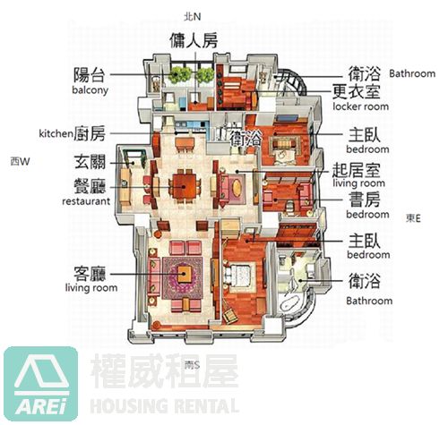 愛河京城凱悅景觀四房雙主臥平車