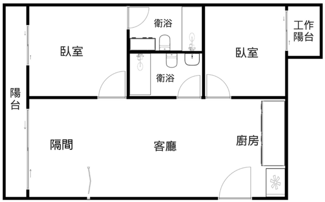 全新出租正2房+1空間嶼您相遇