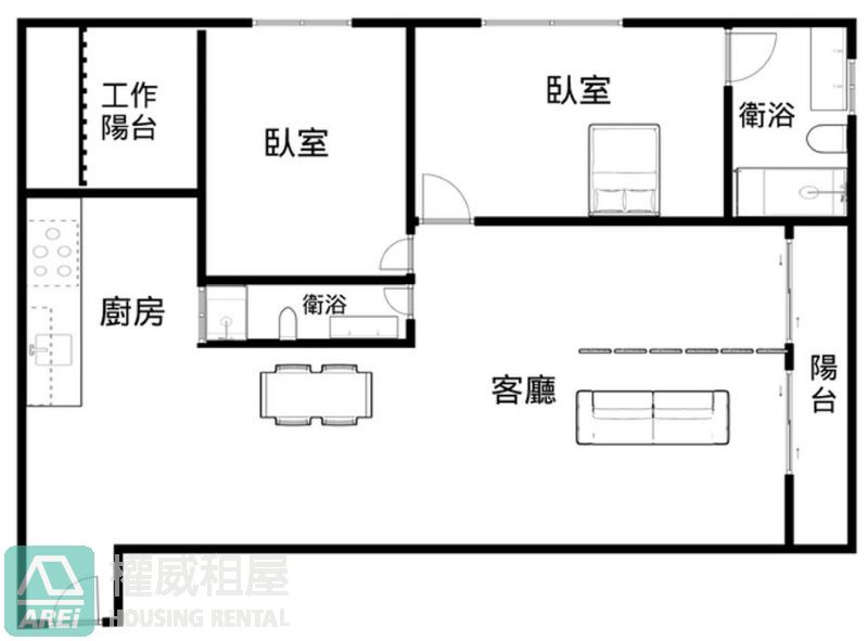 蓮池潭美術海全新2+1房平車