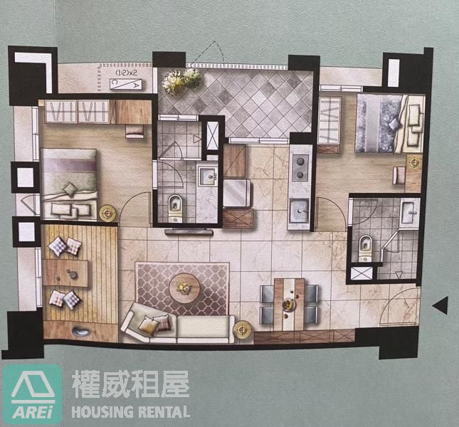 高大鹿序全新採光2+1房平車可租補